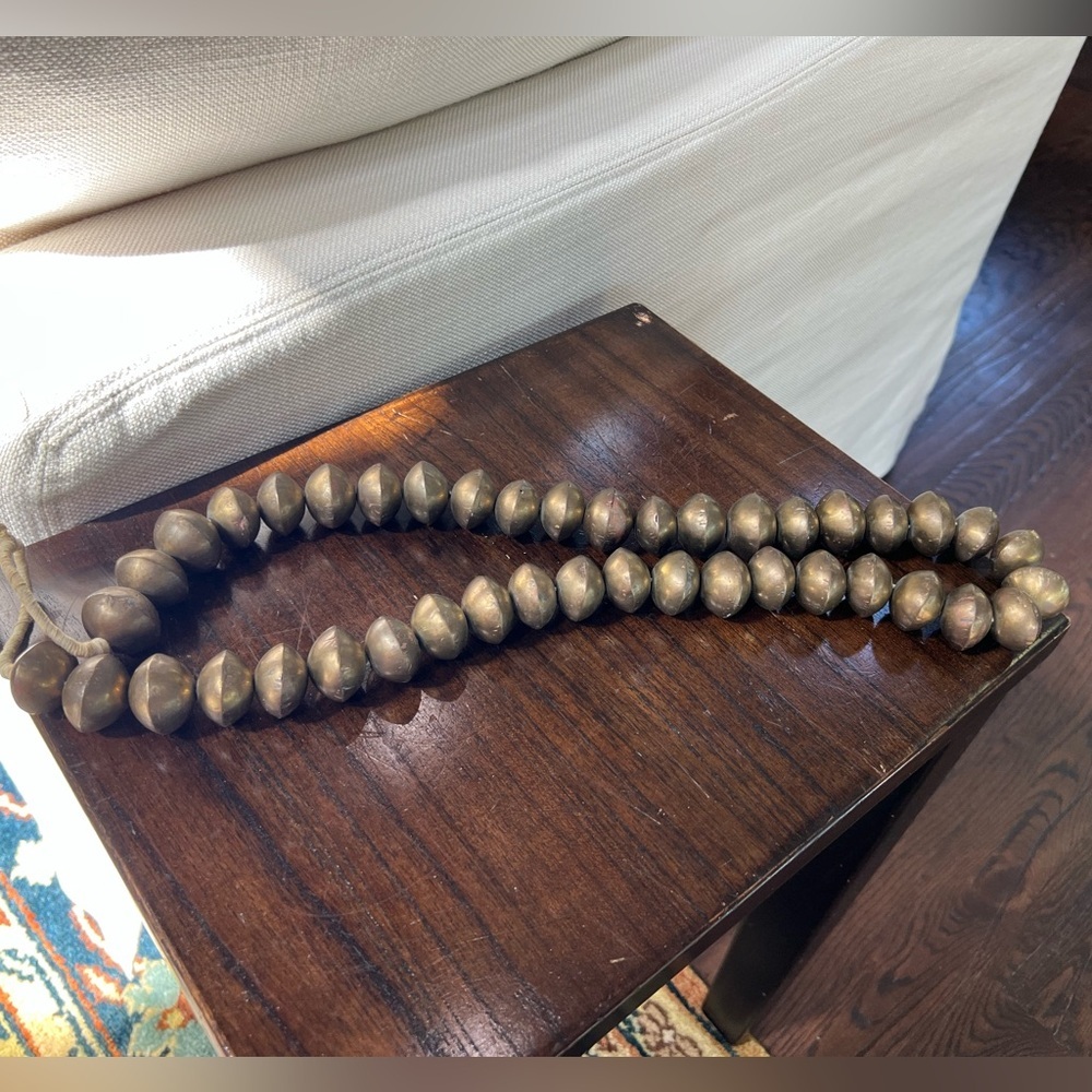 Large African Cast Brass Trade Beads Strand – Lost Wax, Ghana Style, Statement - Picture 2 of 5